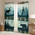 thumbnail image 2 of Homewish Safari Deer Bear Blackout Curtains Set of 2 (52x84 Each),Graffiti Plaid Grid Window Curtains,Green Blue Curtains and Drapes For Boys Teens,Super Cozy Room Decor, 2 of 6