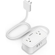Travel Power Strip, TESSAN 3 ft Wrapped Flat Plug Extension Cord with 4 Wall Outlets 3 USB(1 USB C), Small Portable