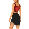 thumbnail image 3 of INSPIRE CHIC Women's Metallic Sequin Crop Top Sparkle Glitter Sleeveless Party Club Tank Top XS Red, 3 of 6