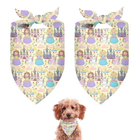 Dog Bandana 2 Pack,Colorful Princess Castle Pattern Bandanas for Dogs,Cat Bandana,Small/ Large Dog Bandana 2 Size,Dog Bandanas