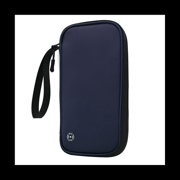 Cartera de Viaje para Porta Pasaporte Familiar Estuche Impermeable para Documentos Organizador Accesorios de Viaje Bolsa para Documentos Azul