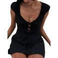 thumbnail image 3 of xiaxaixu Robe d'Été Décontractée pour Femme en Dentelle à Nouer Manches 1/4 Robe Mode Robe Courte de Plage Vacances Fête, 3 of 8