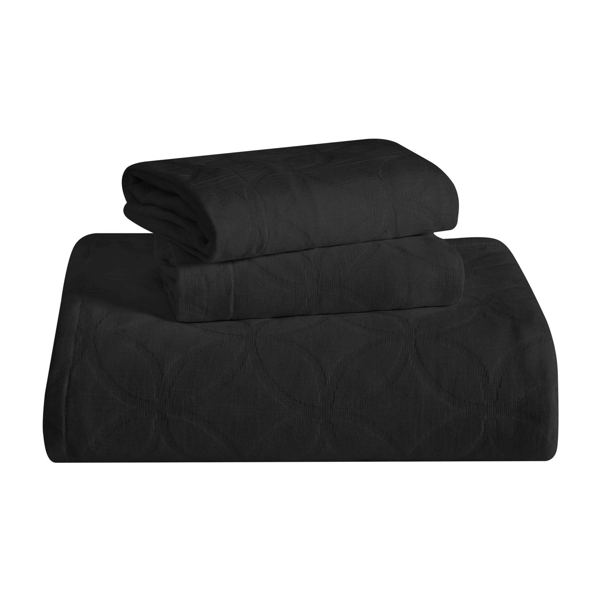 Superior 3-Piece Serenity Cotton Matelasse Black Bedspread Set, Full