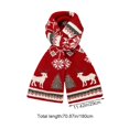 thumbnail image 2 of Red Christmas Theme Winter Knitted Couple Scarf - Xmas Tree Reindeer Deer Warm Wool Scarf Christmas Gifts for Women, 2 of 7