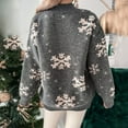 thumbnail image 3 of Chandail de Noël pour Femmes Mi-Long Blouse Ample Col Rond Mode Tricot Doux Cardigan Manches Longues Chaud Imprimé Graphique Tricoté, 3 of 6