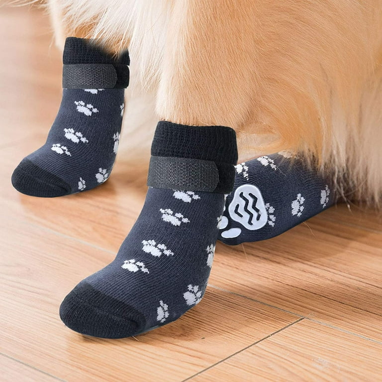 Anti Slip Dog Socks 3 Pairs - Dog Grip Socks with Straps Traction Control  for Indoor on Hardwood Floor Wear, Pet Paw Protector for Small Medium Large