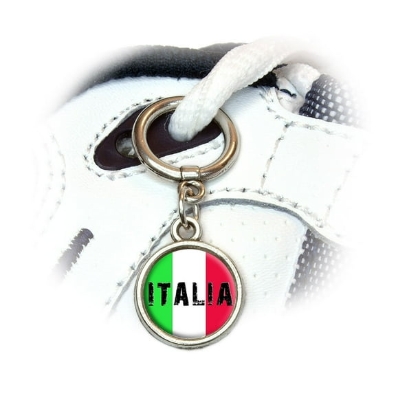 Italia - Italy Italian Flag Round Dangle Shoe Charm