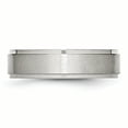 thumbnail image 3 of Stainless Steel 6mm Ridged Edge Ring Man Wedding Classic Flat W/edge  For Dad Mens  For Him, 3 of 10