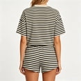 thumbnail image 4 of Womens Lounge 2 Piece Sets Summer Striped Matching Pajamas Set Short Sleeve Oversized T Shirts & Drawstring Shorts 2XL, 4 of 7