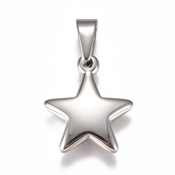 304 Stainless Steel Pendants Star Stainless Steel Color 23.5x20x5mm Hole: 10x4.5mm