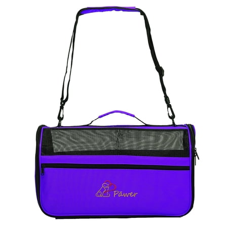 Pawer 18” x 10” x 10”Soft-Sided Foldable Airline Approved Pet Carrier for Cat Puppy and Small Dog Washable 600D Oxford Fabric with Handle and Strap for Carry Multiple Colors Available