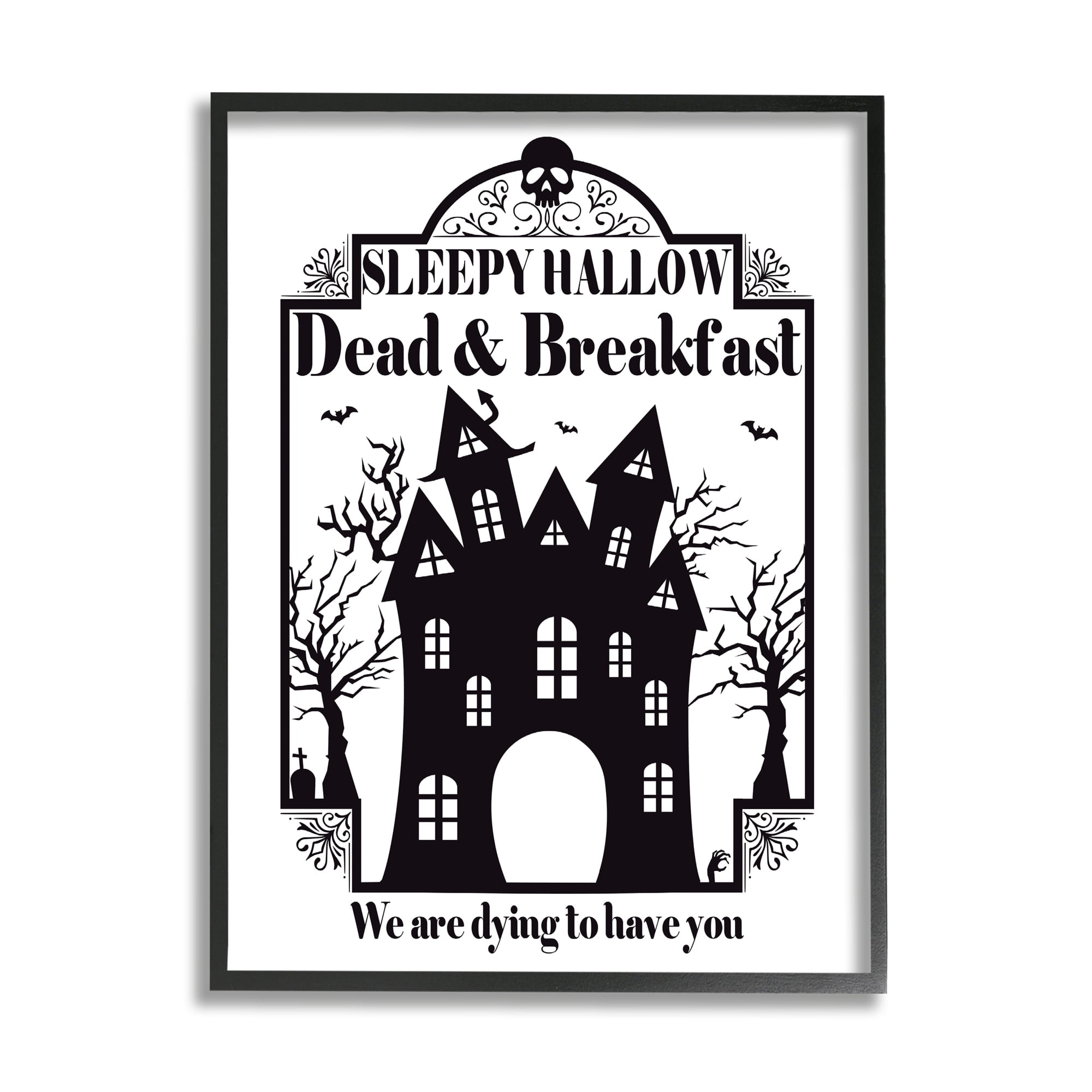 Dead & Breakfast Spooky Haunted House Imagery Sign Holiday Graphic Art Framed Art Print Wall Art
