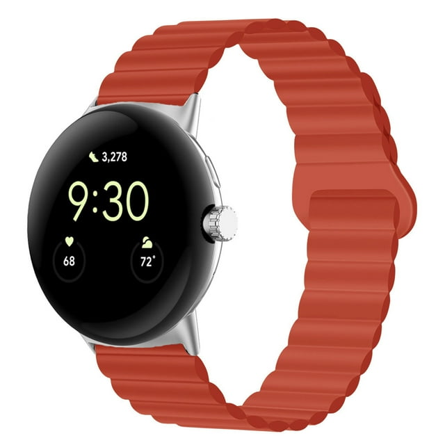 Magnetic Silicone Loop For Google Pixel Watch 3 41mm Bracelet Strap Correa For Google Pixel Watch/Pixel Watch 2 Sport Watchband Tangerine Red Google Pixel Watch