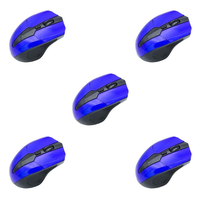 crativent New Arrival Universal Wireless Mouse Portable Optical 4 Buttons 2000 DPI Ergonomic Mice for Computer PC Laptop Blue 5Set