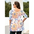thumbnail image 5 of Women's Plus Size Round Neck Tunic Blouse 3/4 Sleeve Floral Loose T-Shirt 0X-5X, 5 of 5