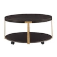 Weston Home Ario Wood and Metal T-Brace Round Coffee Table, Brown ...