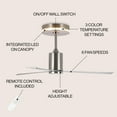 thumbnail image 3 of JONATHAN Y Levi 52" 1-Light Contemporary Minimalist 6-Speed Iron Height Adjustable Integrated LED Ceiling Fan with Remote, Nickel, 3 of 11