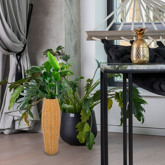 HAMPPLIES Creative Vase Woven Flower Pot Imitation Rattan 1Set