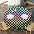 thumbnail image 3 of Rainbow Checkerboard Grid Round Table Cloth,Wrinkle Free Table Cover with Polyester,Waterproof Reusable Round Table Cloths for Easter Birthday Picnic Wedding (Round,60x60inch), 3 of 6