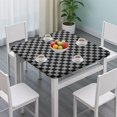 thumbnail image 3 of Gray and Black Checkered Pattern Square Fitted Tablecloth with Elastic Edge,Square Table Cover,Washable Elastic Table Cover for Home Kitchen Party Decor 34"x34", 3 of 6