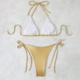 thumbnail image 5 of Swimsuits Swimsuit Hot Stamping Shiny Bikini Three Point Sexy Strap Bikini Gold Womens Bikini Swimsuits, 5 of 9