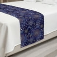 thumbnail image 2 of Dark Blue Bed Runner, Christmas Inspired Pattern with Ornate Curly Snowflakes Mandala Style, Decorative Accent Bedding Scarf for Hotels Homes and Guestrooms, Queen, Indigo White, by Ambesonne, 2 of 2