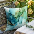 thumbnail image 5 of Abstract Art Marble Texture Throw Pillow Cover Teal Green Gold Gradient Modern Art Cotton Linen Cushion Cover Throw Pillow Case with Invisible Zipper for Couch Sofa Bed Chair Car 18x18 Inch, 5 of 9