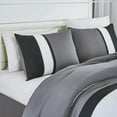 thumbnail image 3 of Chezmoi Collection 7-Piece Luxury Floral Leaves Embroidery Comforter Set, King, Black/Gray/White, 3 of 9