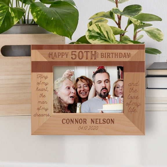 King Of My Hearth The Man Of My Dreams Personalized Wooden Frame-5" x 3 1/2" Brown Horizontal