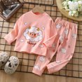 thumbnail image 2 of Odeerbi 3M-5Y Toddler Boys Girls Cotton Pajama Set Cute Soft Pajamas Kids Winter Solid Color Flower Print Long Sleeved Home Wear Clothes Suit Baby Clothes Pink, 2 of 5
