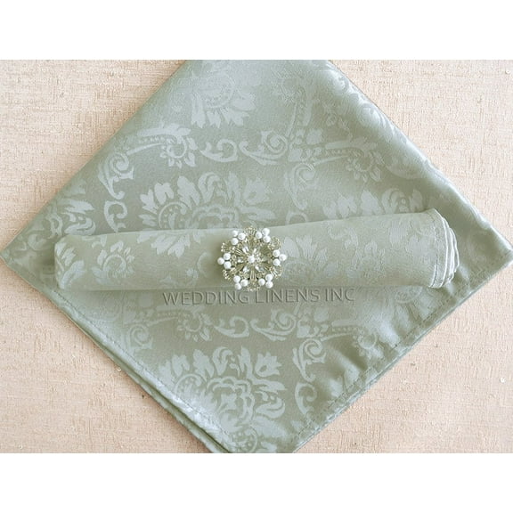 Wedding Linens Inc. (10pcs) 20" x 20" Damask Marquis Jacquard Polyester Linen Napkins - Silver / Gray