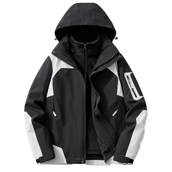 AUNVITO Women's 3-in-1 Windproof Thickened Hiking Jacket Detachable Inner Layer Waterproof Outer Shell for Outdoor Adventures