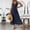 Navy, variant on Womens Summer Dress Casual Solid Color V-Neck Mid-Length Dress Leisure Slim Fit Sleeveless Sundresses