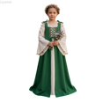 thumbnail image 2 of Liyamei Girls Medieval Court Dress Long Sleeve Off Shoulder Stage Performance Gown 3-10Y, 2 of 5