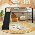 thumbnail image 4 of Gymax Twin Metal Loft Bed with Slide Guardrails Built-in Ladder Low Bed Frame Black, 4 of 10