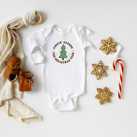 

Retro Rockin Around Tree Long Sleeve Onesie