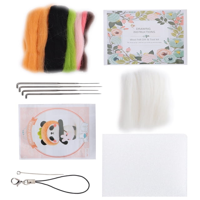Wool Felting Crafts, Safe Wool Chemical Fiber Needle Felting Kit Fruit Doll With Poke Needle Drawings For DIY For Hand-Made Accessory Package