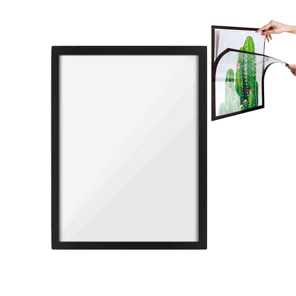 1PC Magnetic Self-Adhesive Diamond Art Frame, 30x40cm PVC Display Frame for Painting Poster Photo Style-Black