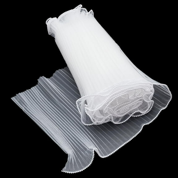 10 Yards Organza Ruffled Lace Organza Gradient White Tulle Fabric Applique Trim Trimming Ruffle Pleated Chiffon Trim for Craft Sewing Bag Dress Gift Decoration 10.6 inch Wide Pink 1set