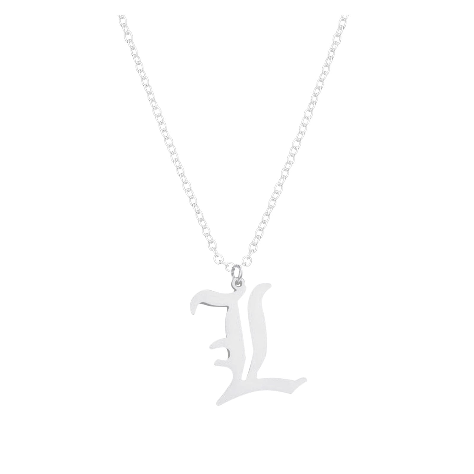 8 pc * 26 English Letters Pendant Necklace For Women Silver Stainless