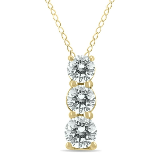 SZUL Women's 1/2 Carat TW Three Stone Diamond Pendant in 14K Yellow Gold