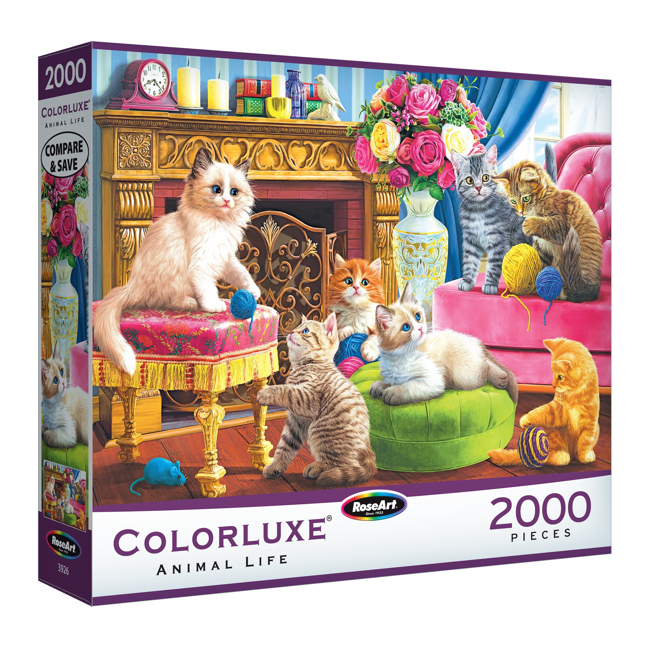 RoseArt Colorluxe 2000-Piece Kittens by the Fireplace Adult