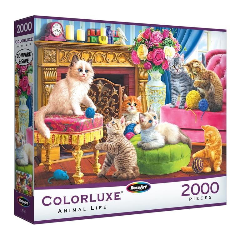 RoseArt Colorluxe 2000-Piece Kittens by the Fireplace Adult
