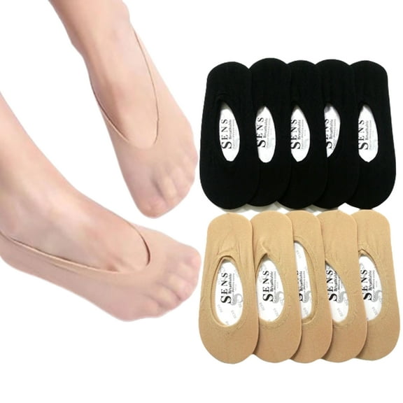 Bobasndm 10 Pairs No Show Liner Socks Womens Low Cut Cotton Nylon Boat Invisible Hidden Socks Non-Slip for Flats