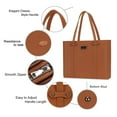 thumbnail image 3 of MOSISO Women's Padded compartments PU Leather 15.6" Laptop Tote Bag, Brown, 3 of 6