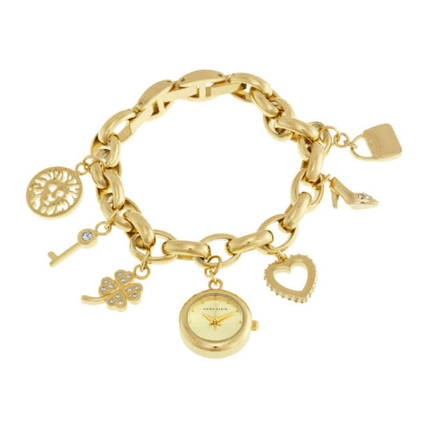 Anne Klein Gold Tone Dial Gold Tone Charm Bracelet Ladies Watch 10 7604chrm Walmart Com