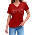 thumbnail image 4 of Women's T-shirts Women's Walking By Tripping Constantly Print T Shirt Casual V Neck T Shirt T-shirts, 4 of 5