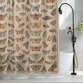 thumbnail image 2 of Vintage Butterflies Shower Curtain Set, Waterproof Shower Curtains for Bathroom, Retro Animal Biological Atlas Brown Washable Fabric Cloth Bath Curtain for Bathtub Decoration with Hooks 72x78 Inches, 2 of 9