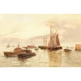 thumbnail image 2 of Edward Henry Eugene Fletcher 18x13 Gold Ornate Wood Frame and Double Matted Museum Art Print Titled - Boats on a Calm Sea, 2 of 4