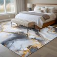 thumbnail image 5 of 5x7 Washable Area Rug, Abstract Impressionist Style Non-Slip Large Rectangle Rug for Living Room Bedroom, Gary Gold Marble Texture Indoor Floor Mat for Home Decor, 5 of 9